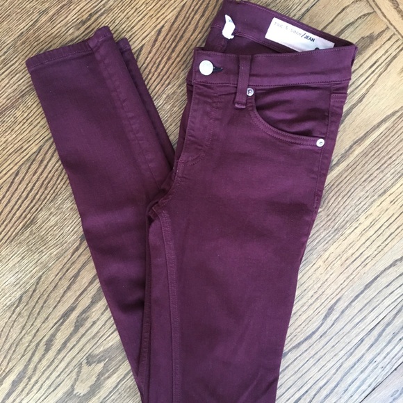 Rag & Bone Skinny Jeans size 25, burgundy - Picture 2 of 5